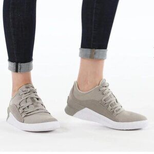 Sorel Womens Beige Gray Suede Waterproof Low-Top Casual Lace-Up Sneaker Size 9.5